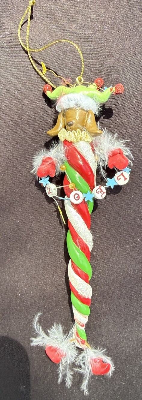 Vintage Katherines Collection Dangle Leg Noel Dog Christmas Ornament Rare! -K2